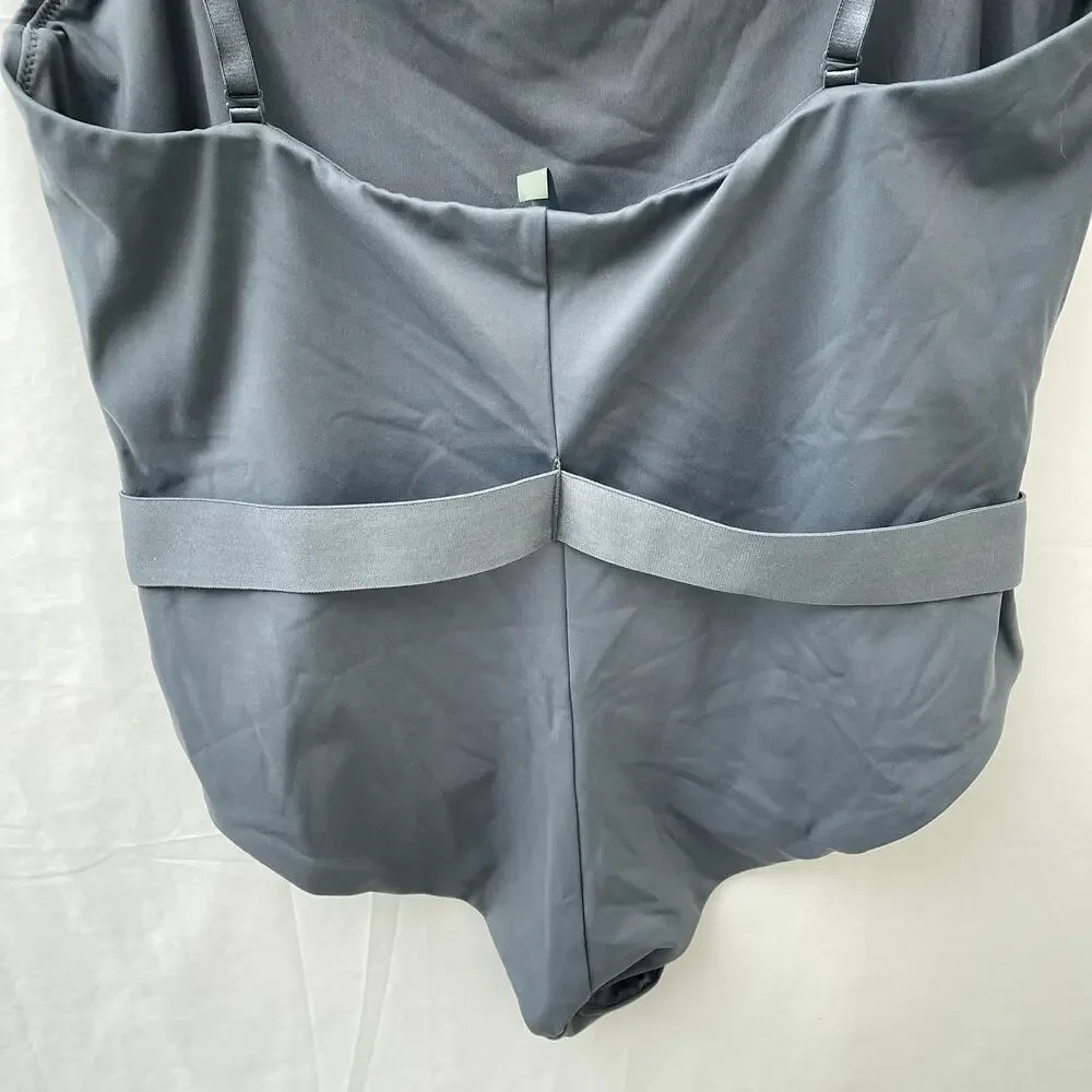 SKIMS Swimsuit Women 3X Gunmetal Gray Sculpting Strapless One Piece Belted NEW